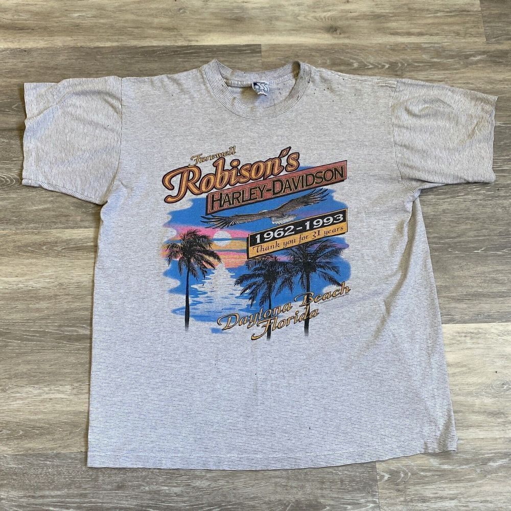 Harley Davidson Robison's Daytona Beach FL T XL ~1993~VINTAGE~Read~SINGLE STITCH